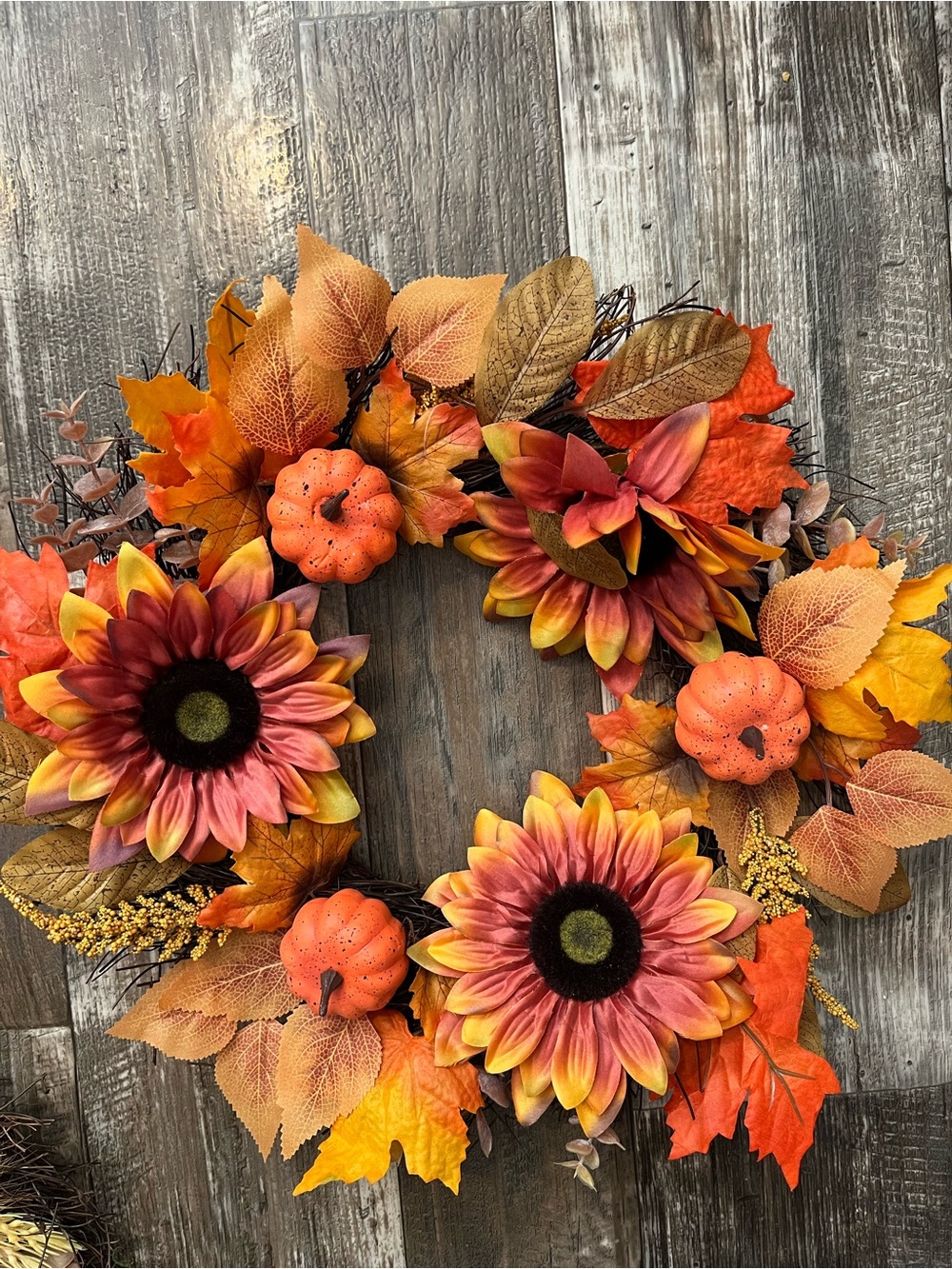 Fall Pumpkin Floral Wreath